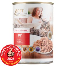 Pet Specialist Kousky s hovězím v omáčce 415g