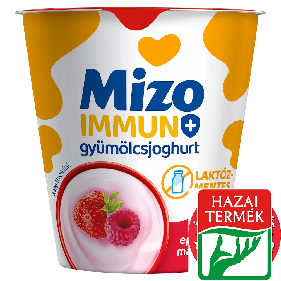Mizo Immun+ epres-málnás, laktózmentes, élőflórás gyümölcsjoghurt 125 g