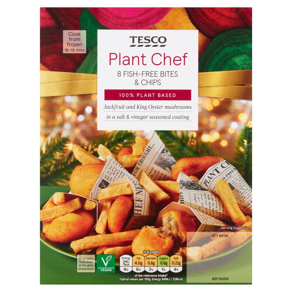 Tesco Plant Chef 8 Fish Free Bites & Chips 310G Tesco Groceries