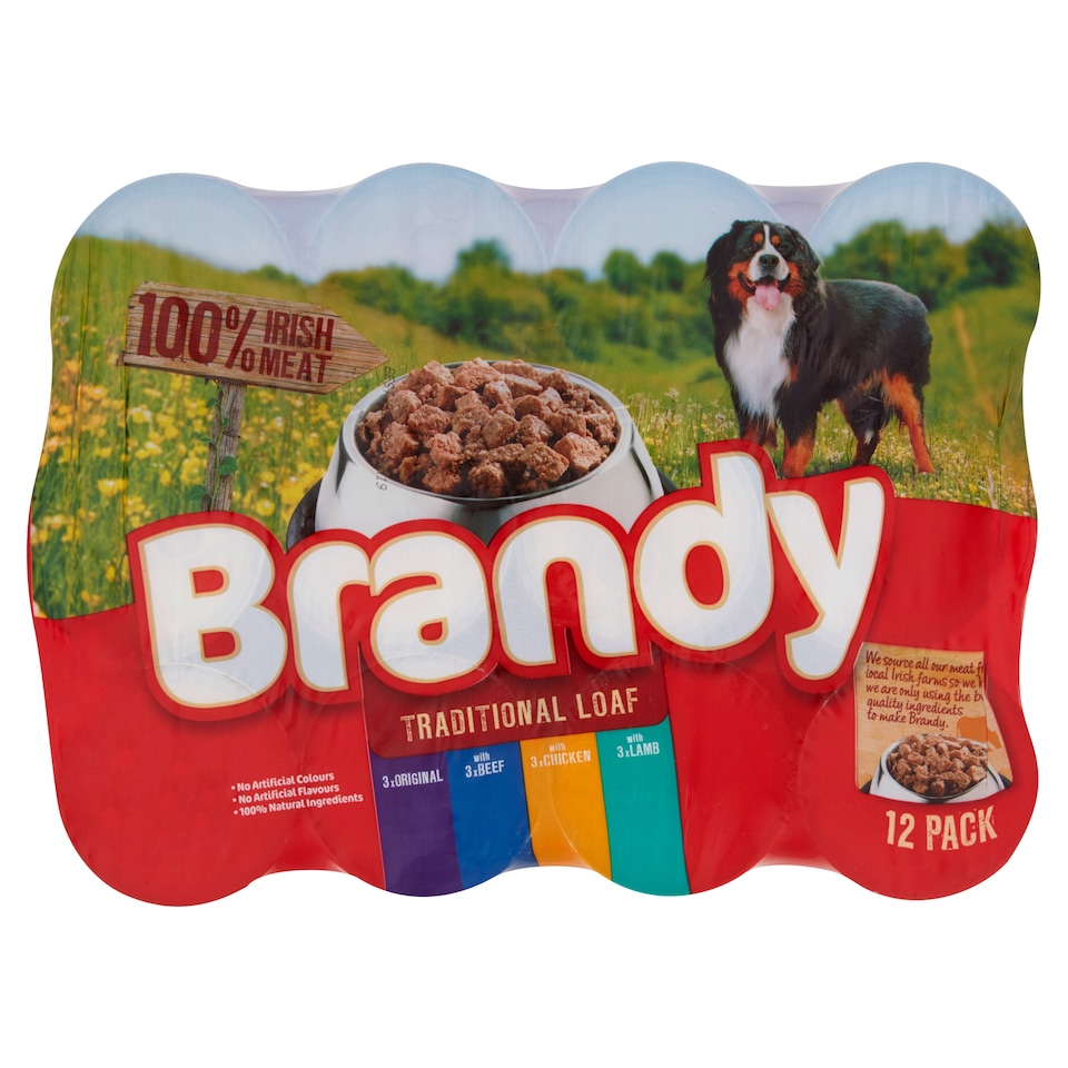 Brandy Traditional Loaf Tinned Dog Food - Variety 12 x 395g