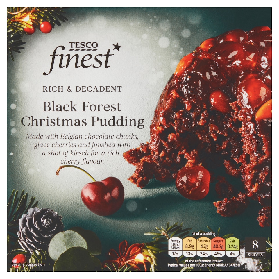 Tesco Finest Black Forest Christmas Puddings 800G
