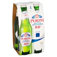 Peroni Nastro Azzurro 0% Alcohol Free Beer Bottles 4x330ml