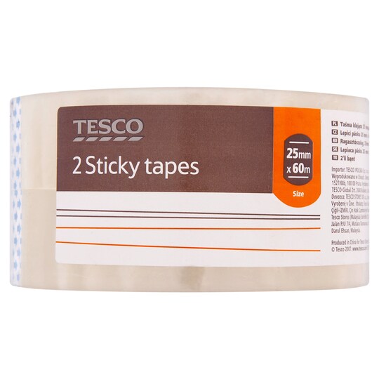 Tesco Clear Easy Tear Sticky Tape 25Mm X 60M 2 Pack Tesco Groceries