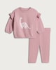 image 1 of F&F Baby 2-Piece Cotton Rich Dinosaur Print Sweatshirt and Leggings in Pink