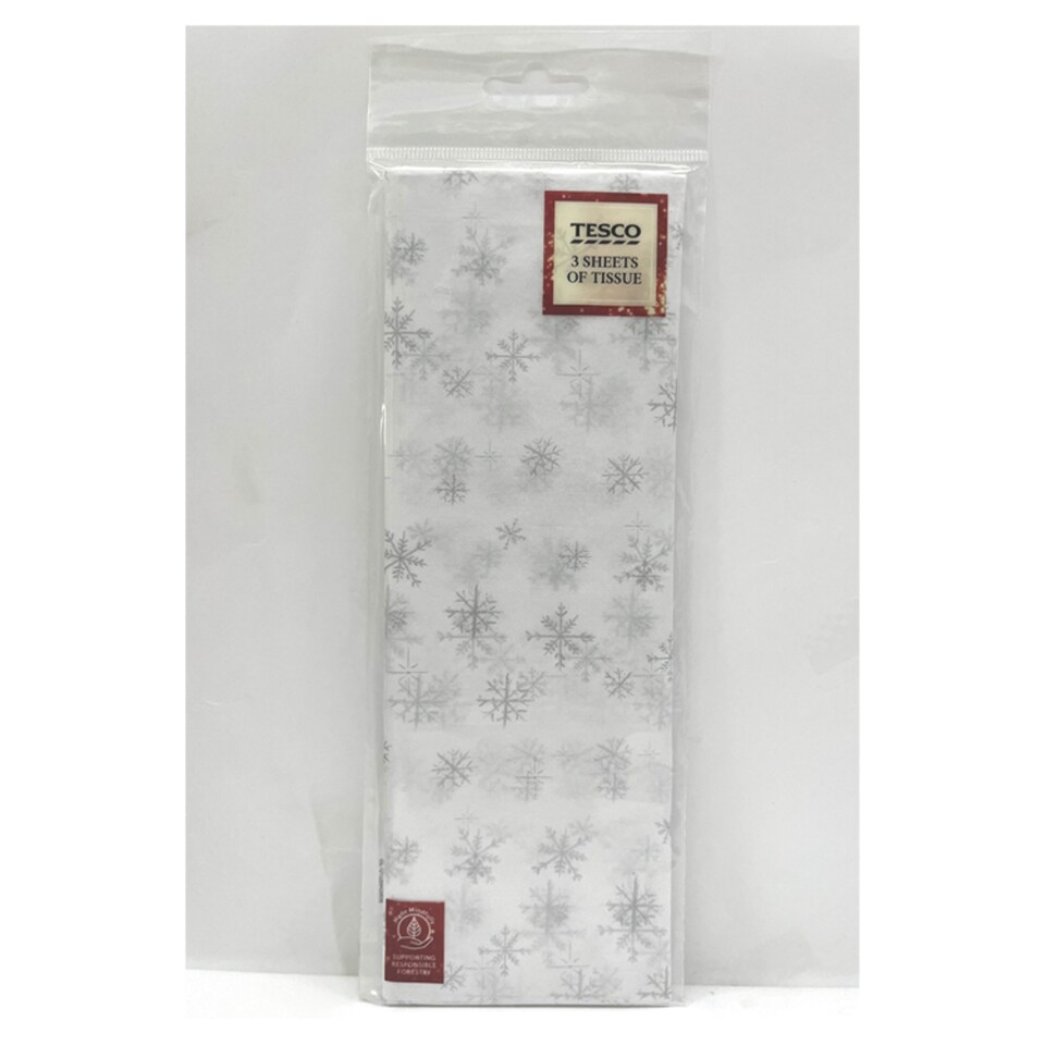 Tesco Silver Snowflake Tissue