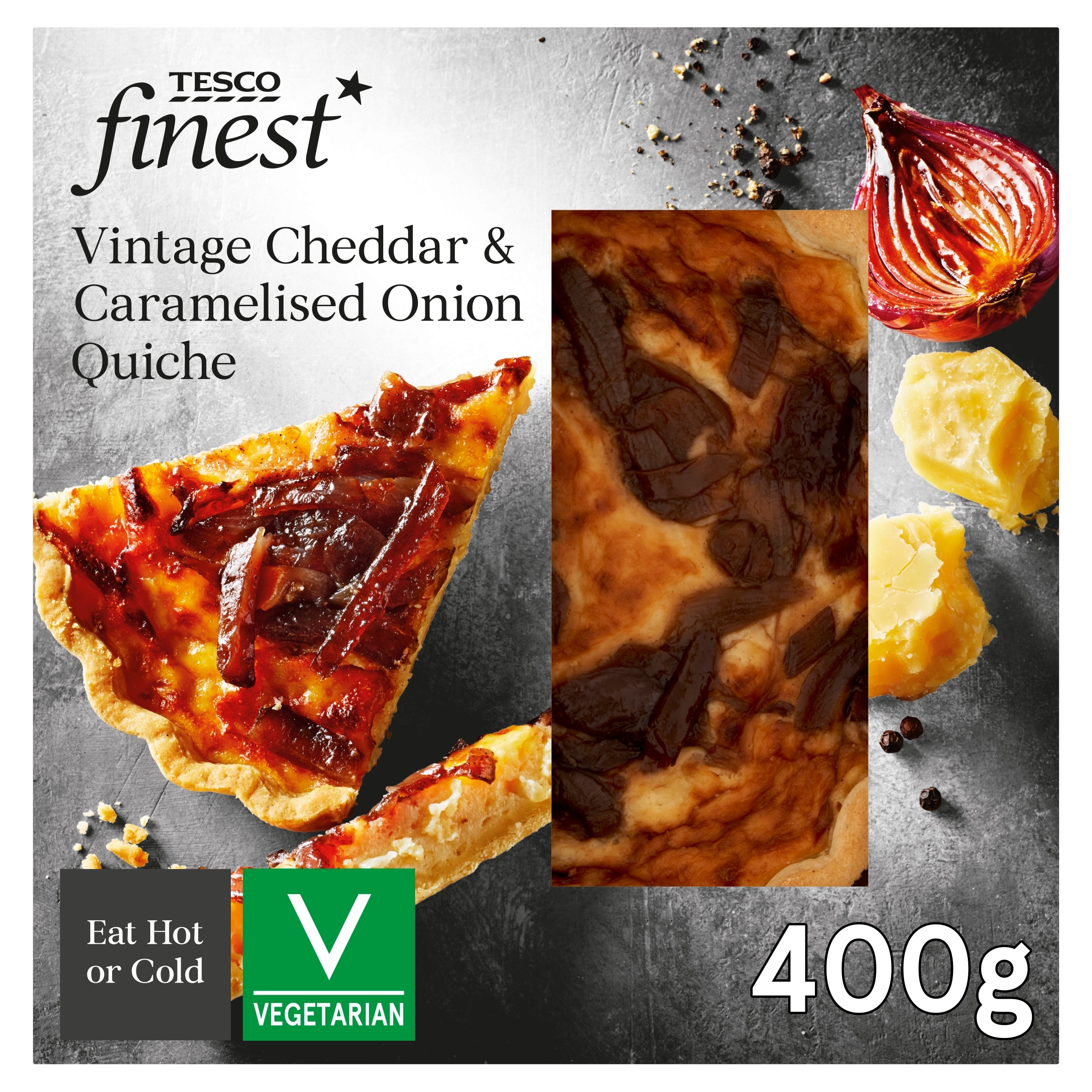 Tesco Finest Vintage Cheddar & Caramelised Onion Quiche 400g
