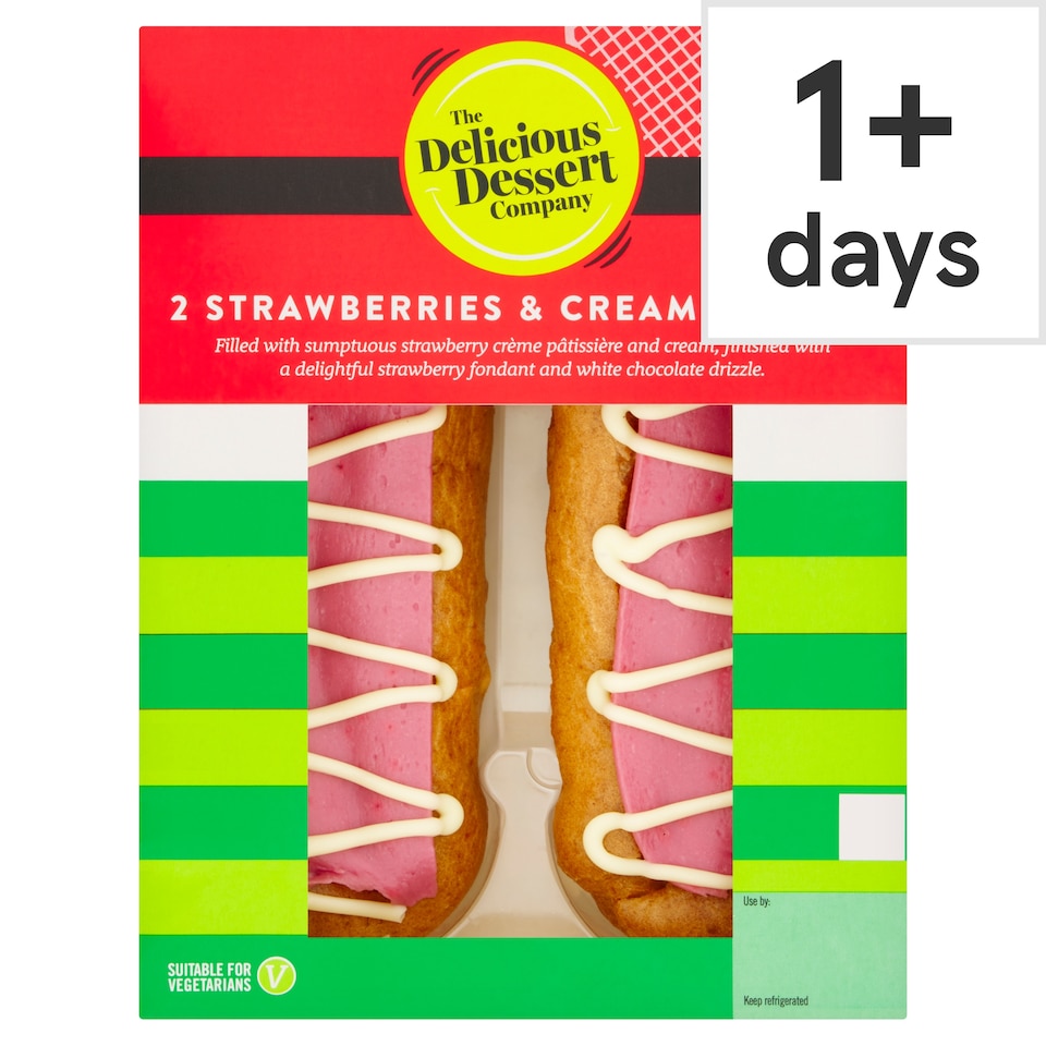 Delicious Desserts Strawberry & Cream Eclair 2Pack