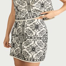 The F&F Edit Pure Cotton Embroidered Mini Skirt in Cream