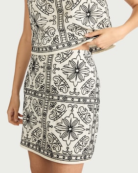 The F&F Edit Pure Cotton Embroidered Mini Skirt in Cream