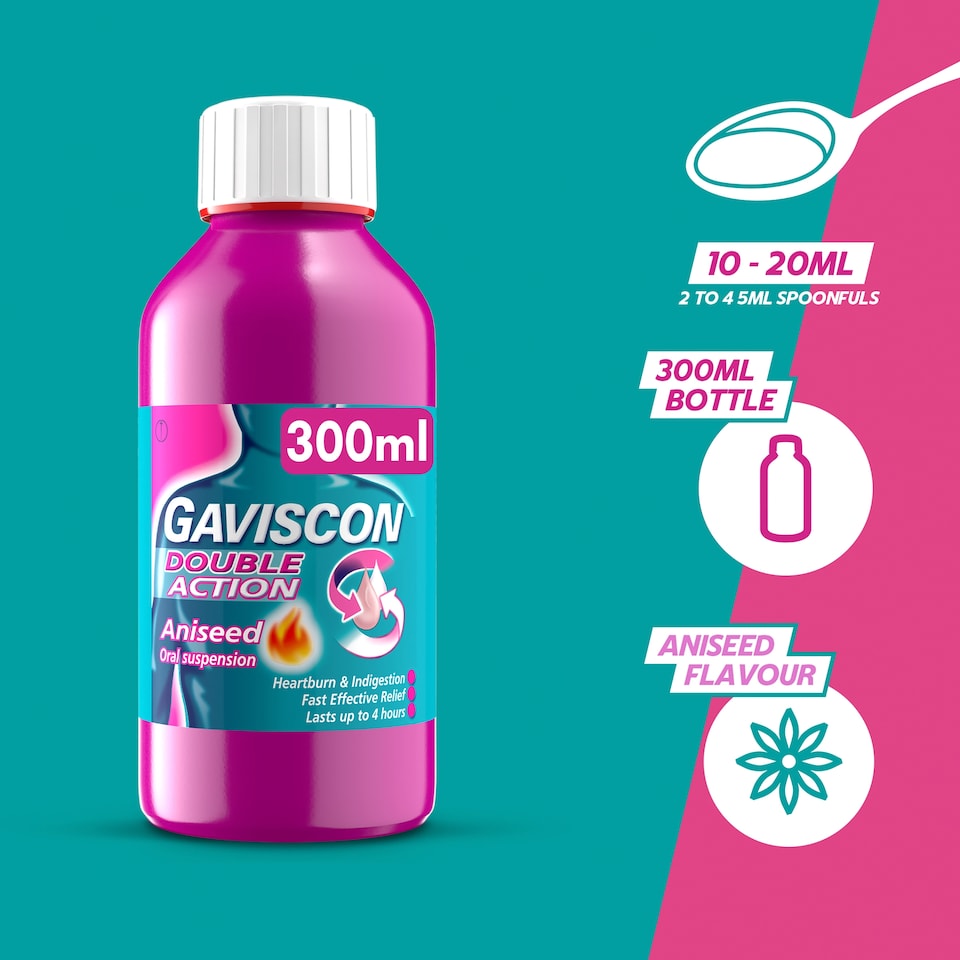 image 1 of Gaviscon Double Action Liquid Heartburn Indigestion Aniseed 300ml