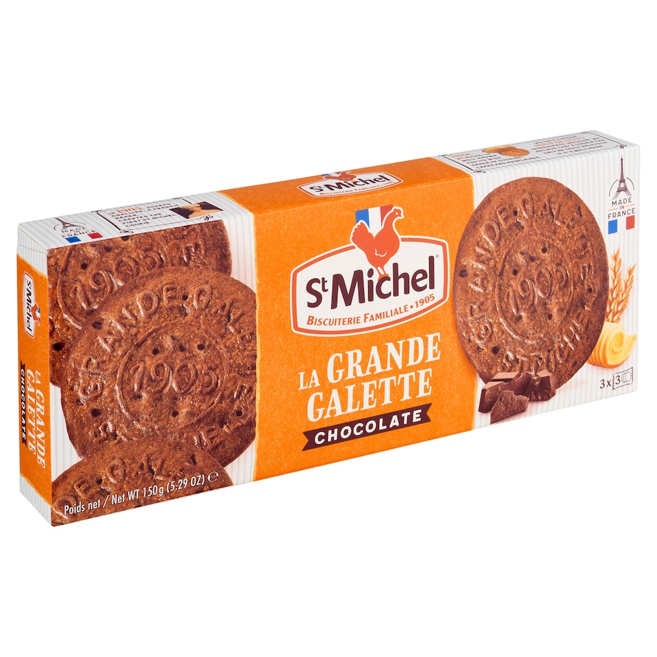 image 1 of St Michel Large Galettes Chocolate Cookies with Chocolate Chips 150g