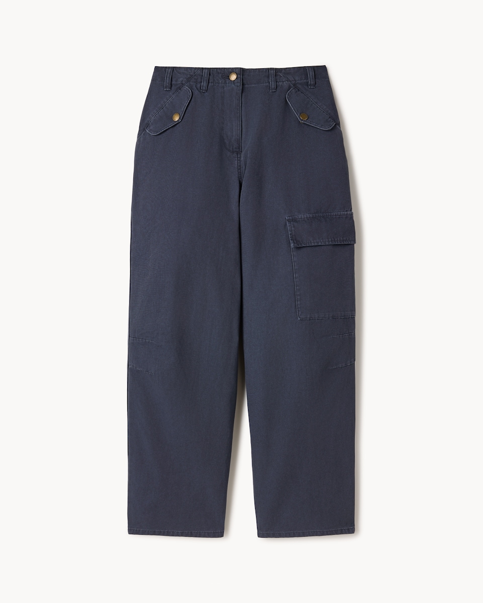 image 1 of F&F Pure Cotton Cargo Trousers in Navy