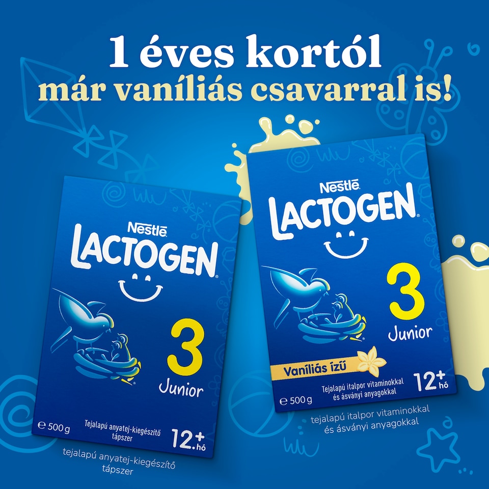 Lactogen 3 Junior Vaníliás ízű Tejalapú italpor vitaminokkal és ásványi anyagokkal 12 hó+ 1000 g  1. kép