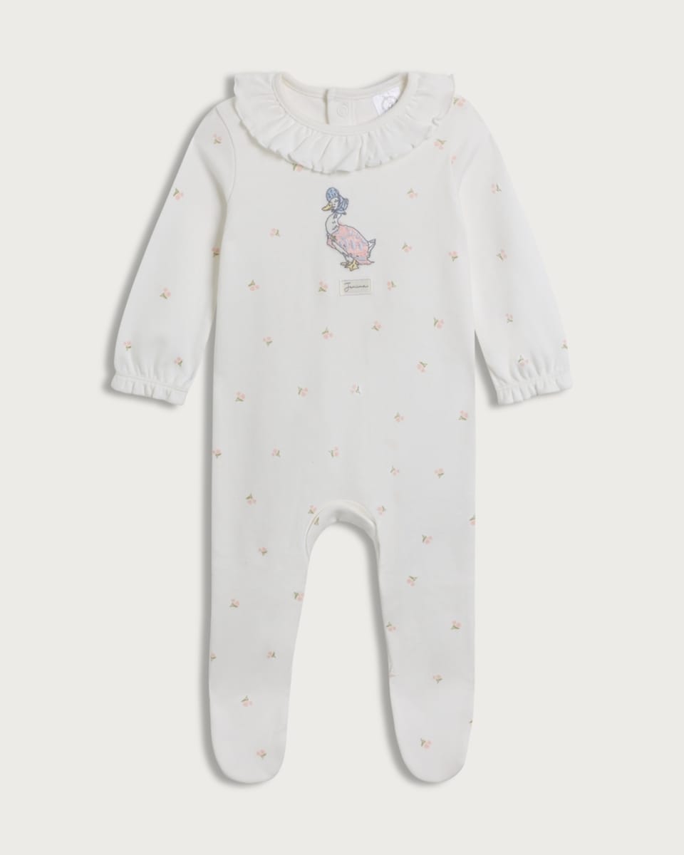 Jemima Puddle Duck Pure Cotton Long Sleeved Sleepsuit in White