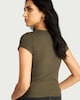 image 3 of F&F Cotton Rich Ribbed Top in Khaki