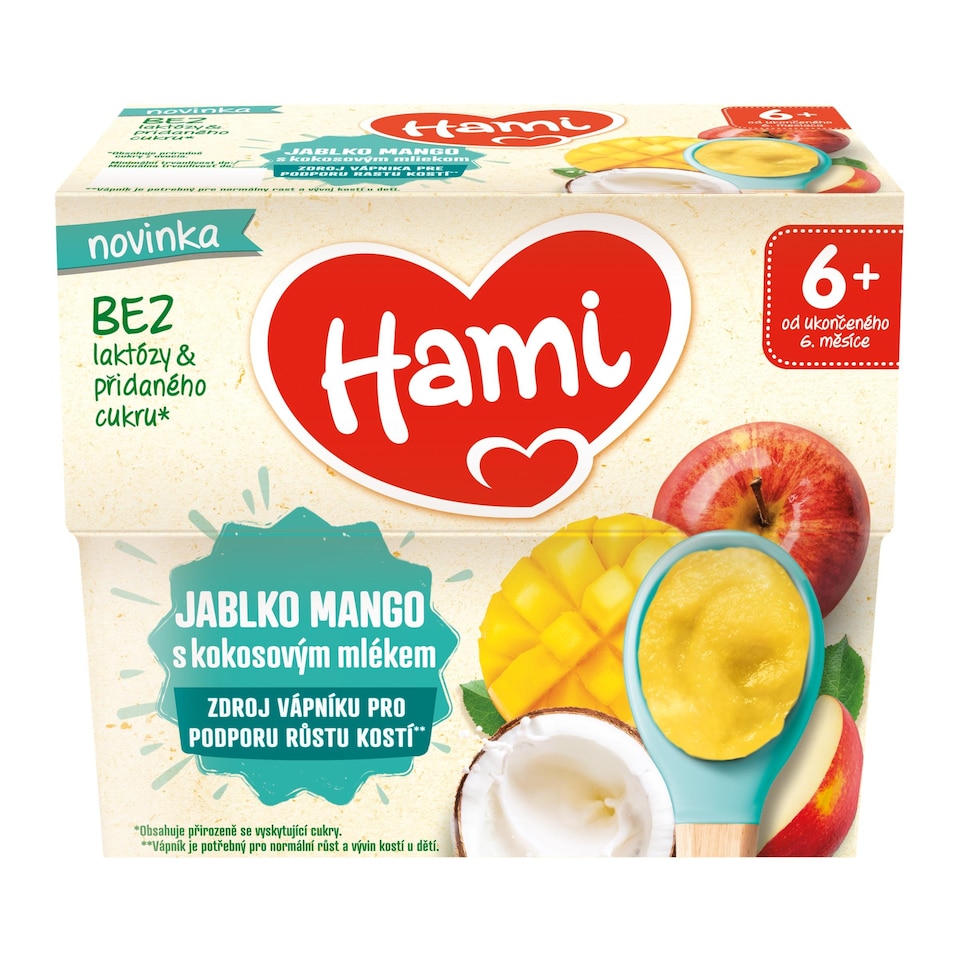 Obrázek 1 pro produkt HAMI ovocný příkrm Jablko mango s kokosovým mlékem 4x95 g