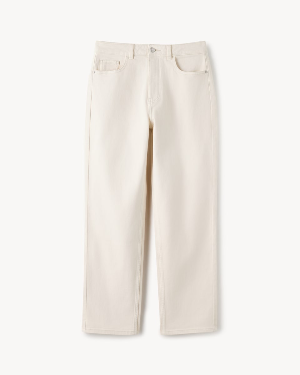 image 1 of F&F High Rise Straight Leg Jeans in Cream