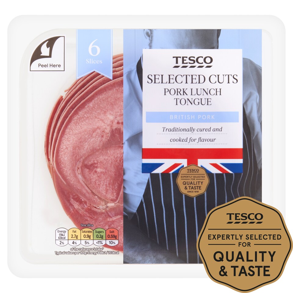 Tesco British Pork Lunch Tongue Slices 125 G