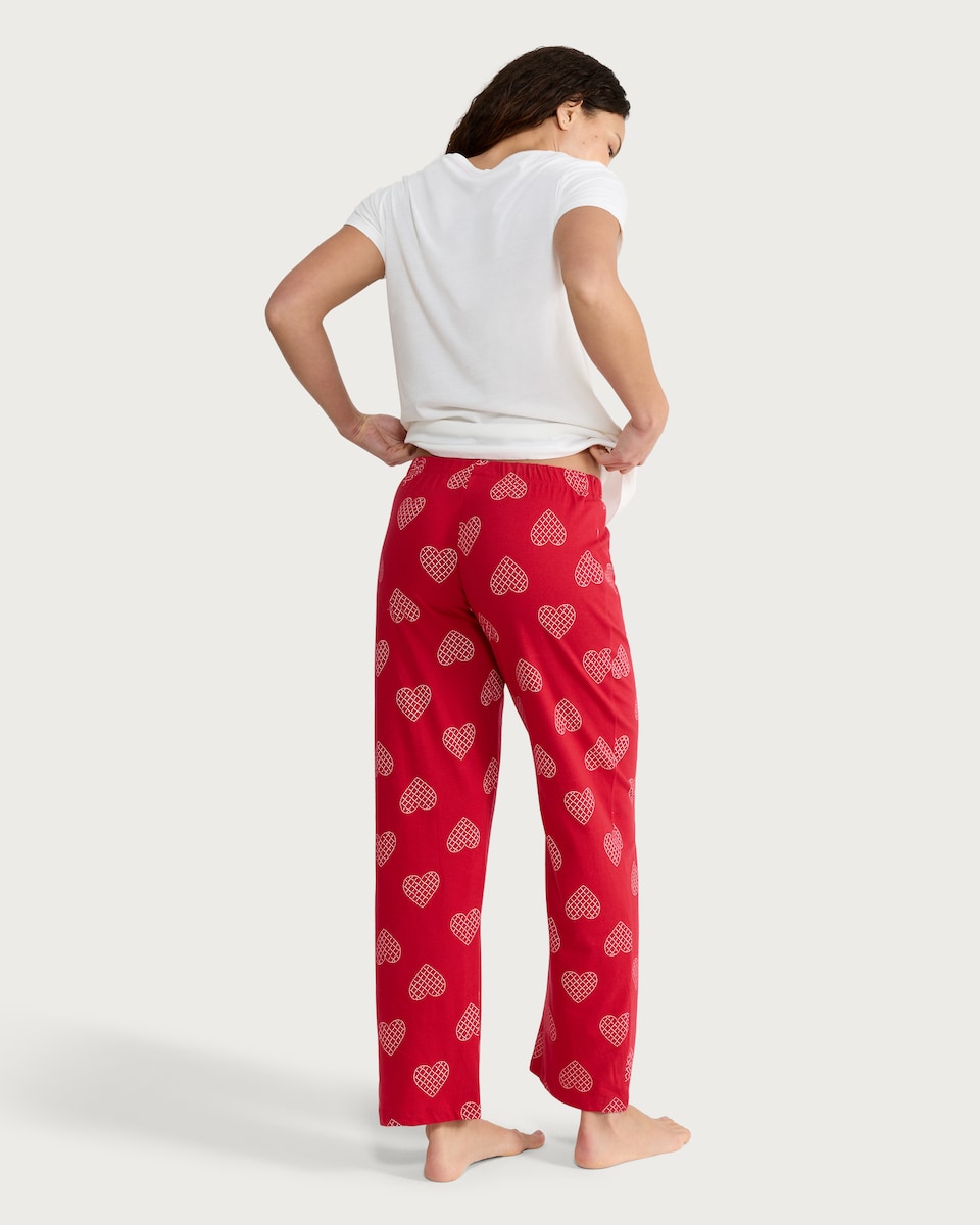 image 1 of F&F Pure Cotton Lovers Club Pyjama Set in Multi Red