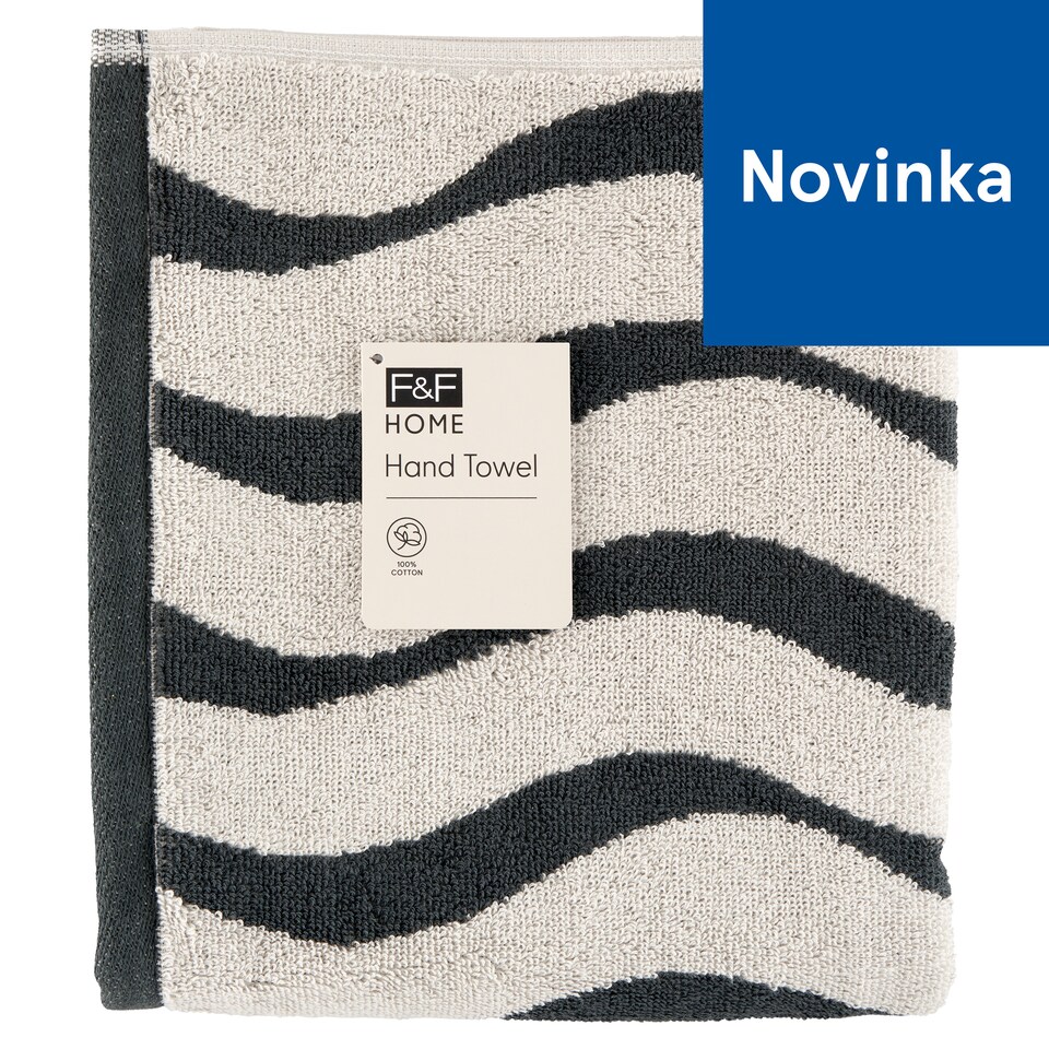 F&F Home Grey Wave Design Hand Towel 50 cm x 90 cm