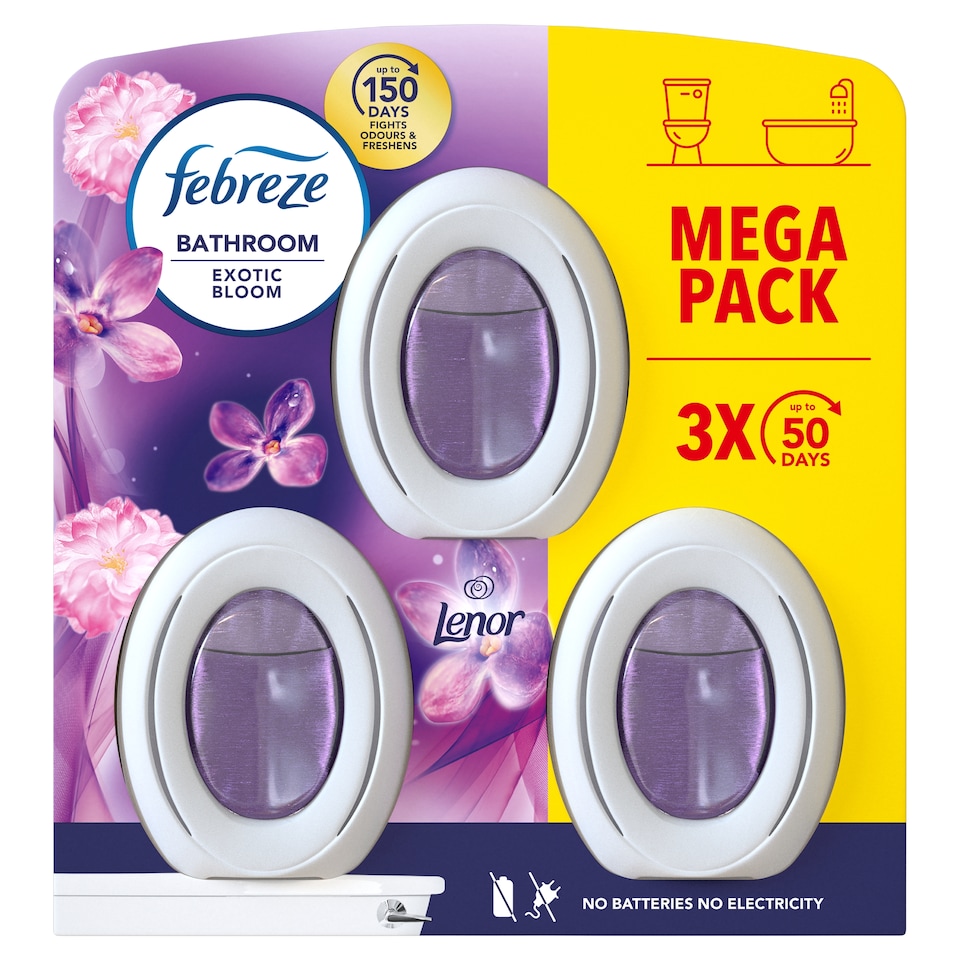 image 1 of Febreze Bathroom Air Freshener Liquid membrane Exotic Bloom Mega Pack 22.5ML