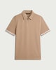 image 4 of F&F Textured Zip Neck Relaxed Fit Polo Shirt in Tan