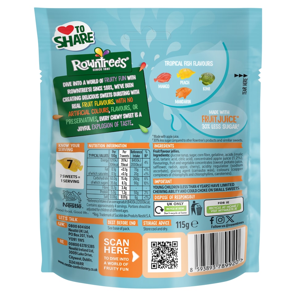 image 1 of Rowntree's Tropical Fish Sweets 115g