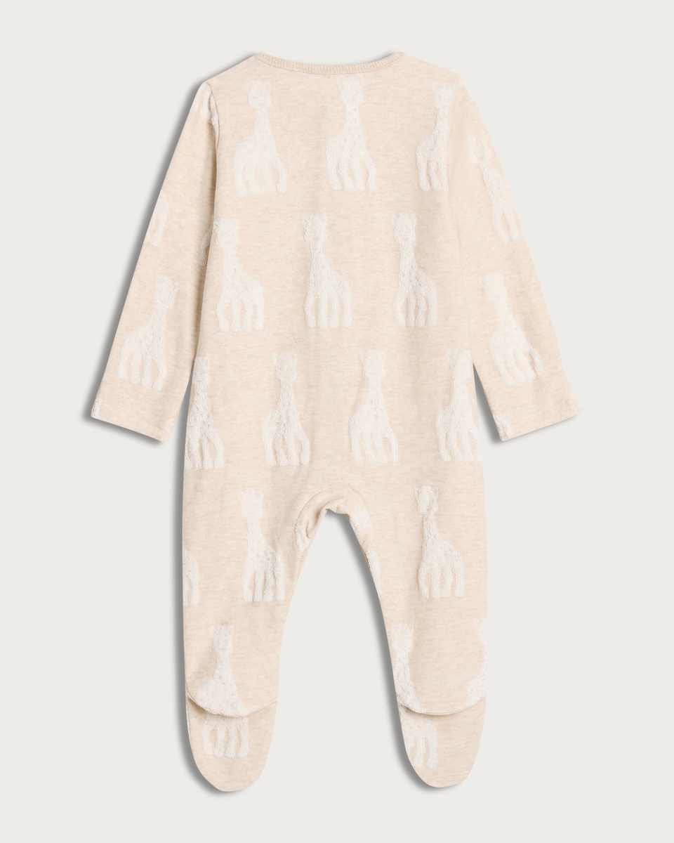 image 1 of Sophie La Girafe Pure Cotton Textured Sleepsuit in Multi White