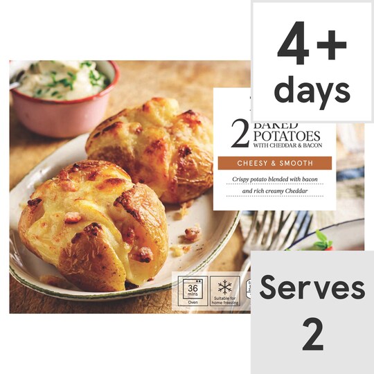 Tesco Fluffy Jacket Potatoes Cheese & Bacon 450G Tesco Groceries