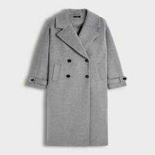 F&F Double Breasted Long Coat in Grey Tesco Groceries