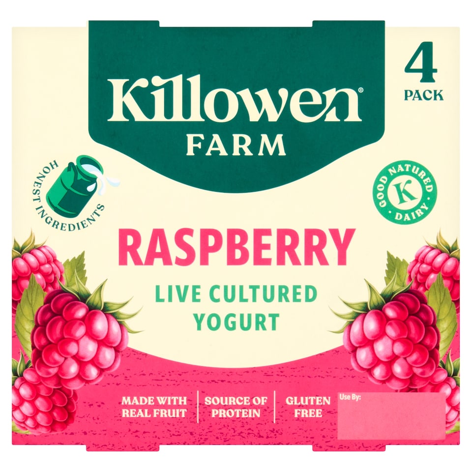 Killowen Farm Irish Raspberry Yogurt 4 x 125g