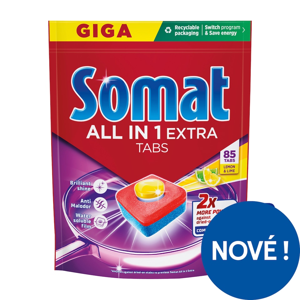 Somat All in 1 Extra Lemon & Lime přípravek na mytí nádobí v myčce 85 ks 1275g