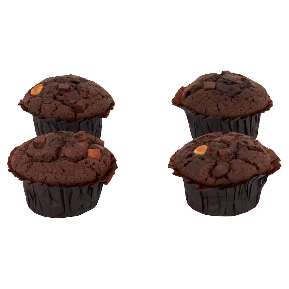 image 1 of Tesco Soft & Fluffy Triple Chocolate Muffins 4 Pack
