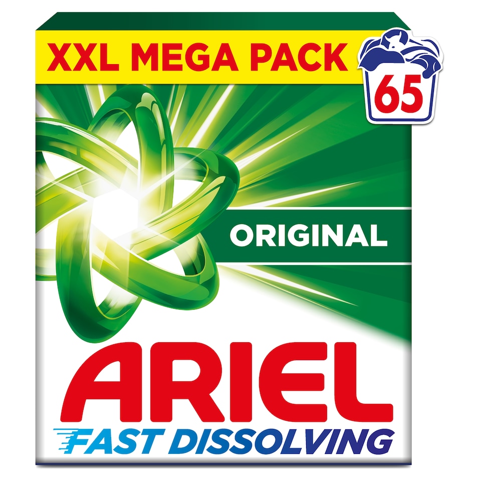 Ariel Fast dissolving Laundry Detergent Original 65 Washes 3250g