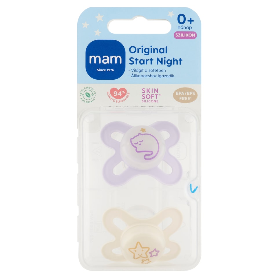 MAM Original Start Night szilikon cumi 0+ hónap 2 db