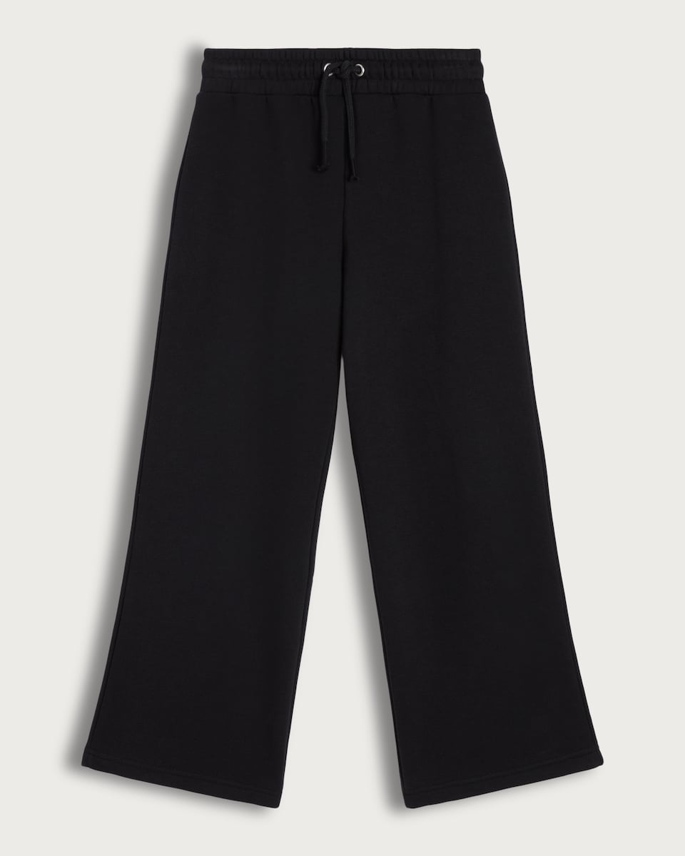 image 1 of F&F Girls Cotton Rich Wide Leg Joggers in Black