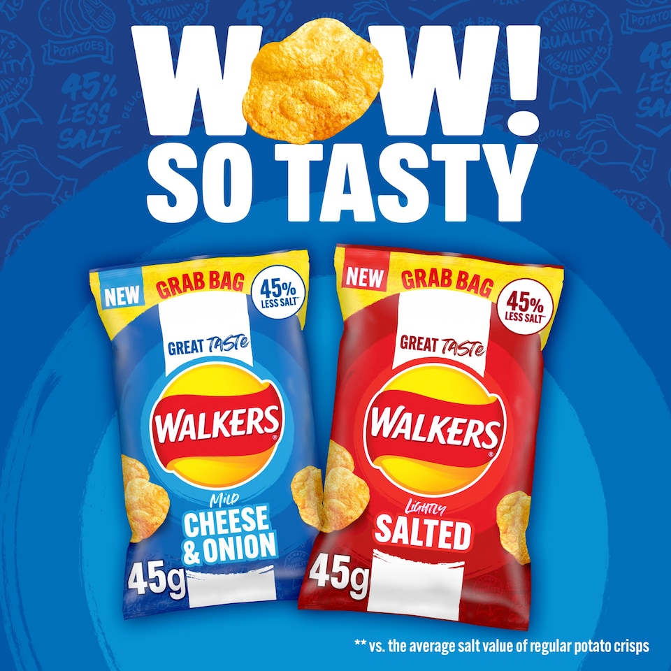 image 1 of Walkers Lightly Salted Less Salt Grab Bag Crisps 45g
