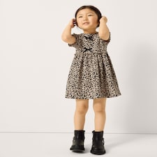 F&F Girls Leopard Print Short Sleeved Dress in Multi Brown