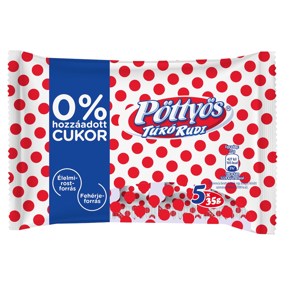 Pöttyös Túró Rudi Dessert with Cocoa Coating 5 x 35 g (175 g)
