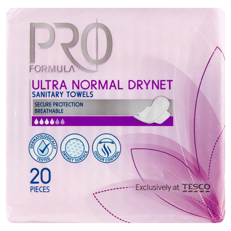 Tesco Pro Formula Wings Ultra Normal Drynet Sanitary Towels 20 pcs