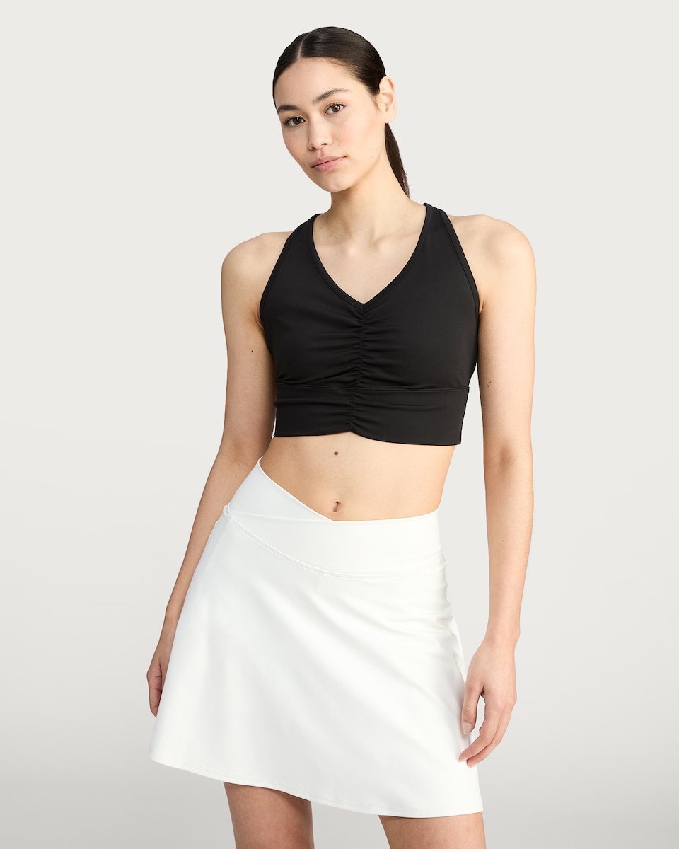 image 1 of F&F Active Ruched Front Crop Top in Black