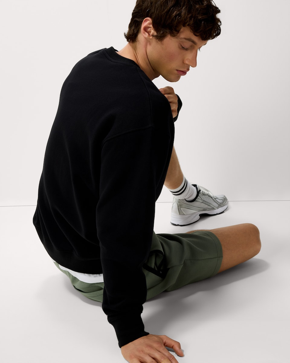 image 1 of F&F Active EVERYHOUR Cotton Rich Crew Neck Sweatshirt in Black