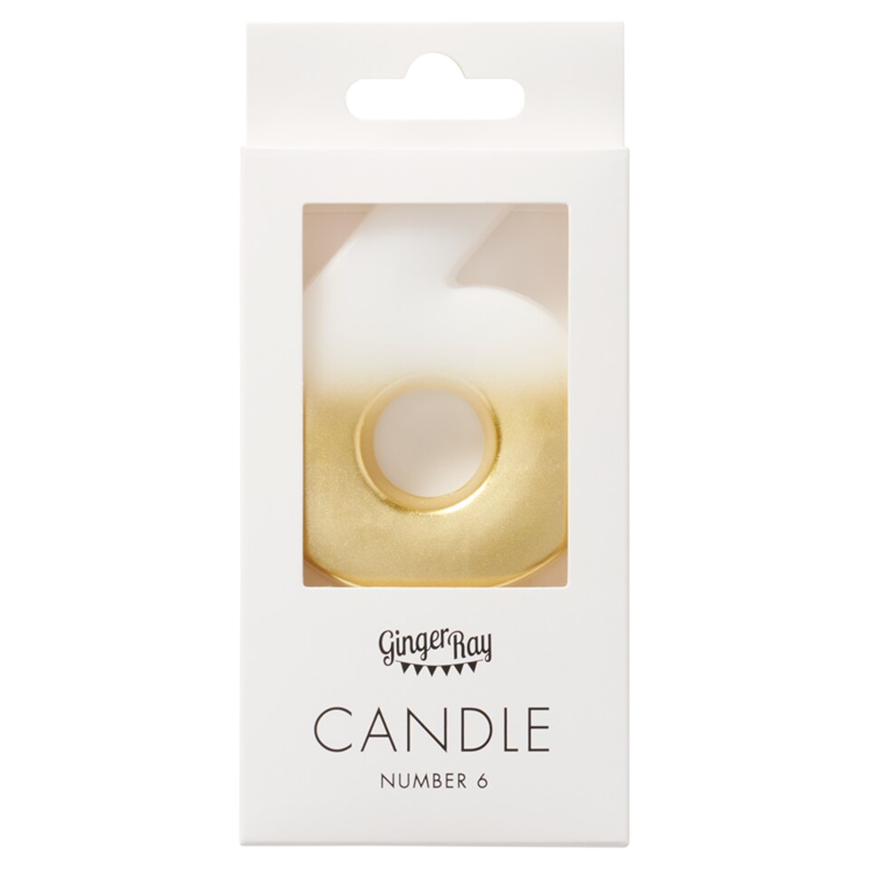 image 1 of Ginger Ray Shimmer Gold Number 6 Candle