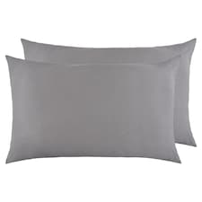 F&F HOME GREY COTTON RICH HOUSEWIFE PILLOWCASE PAIR