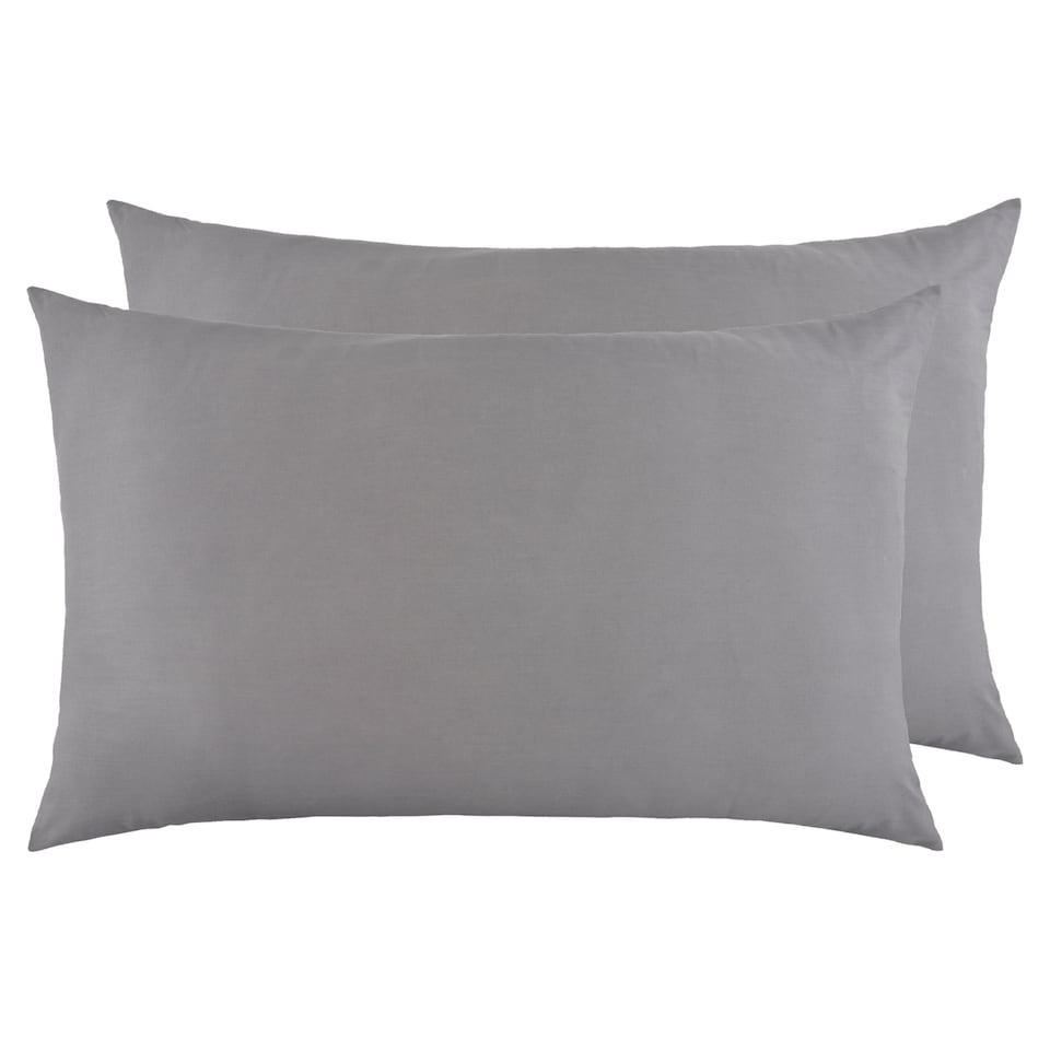 F&F HOME GREY COTTON RICH HOUSEWIFE PILLOWCASE PAIR