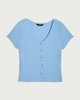 image 4 of F&F Textured Button Front Top in Blue