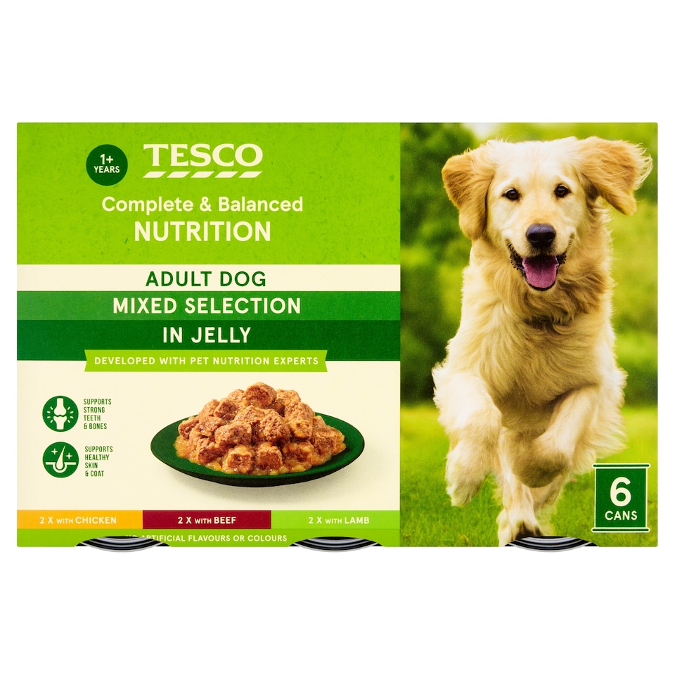 Tesco Adult Dog Food Mixed Selection in Jelly Cans 6x400g