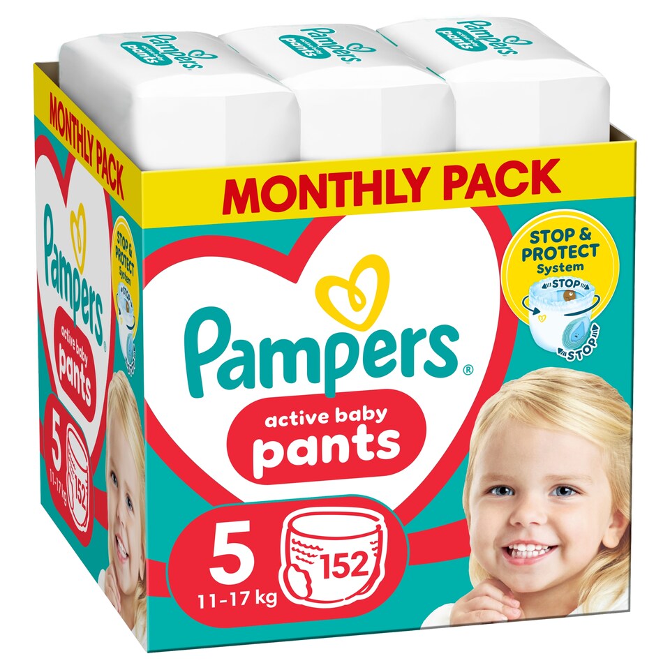 obrázok 1 z Pampers Active Baby plienkové nohavičky veľkosť 5, 152 plienok, 11kg-17kg