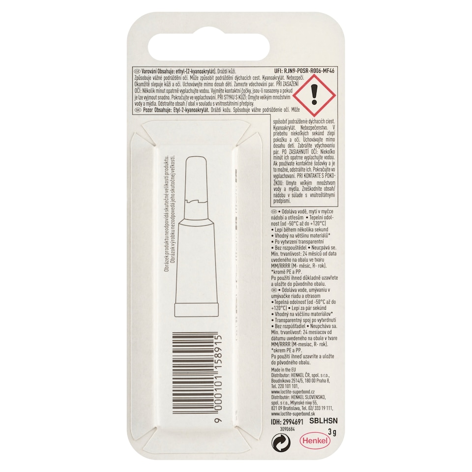 Obrázek 1 pro produkt Loctite Super Bond Liquid univerzální sekundové lepidlo 3g
