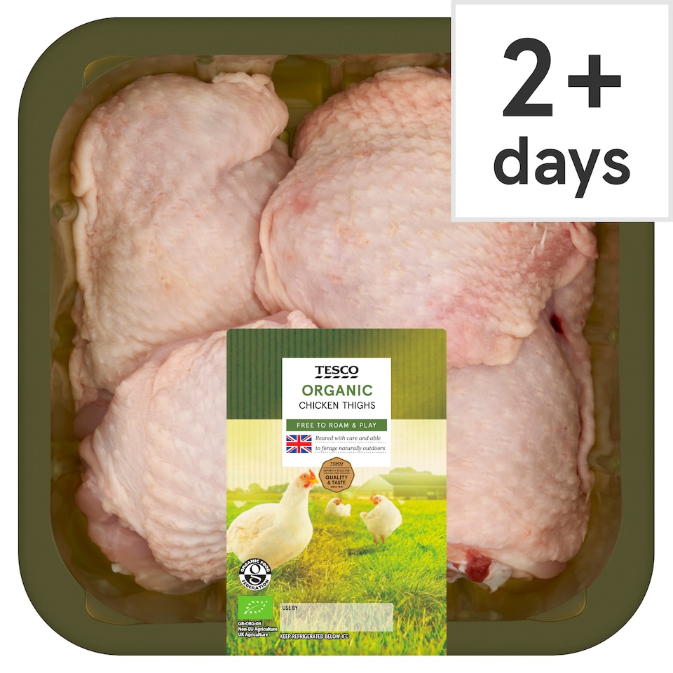 Tesco Organic British Chicken Thighs 500g